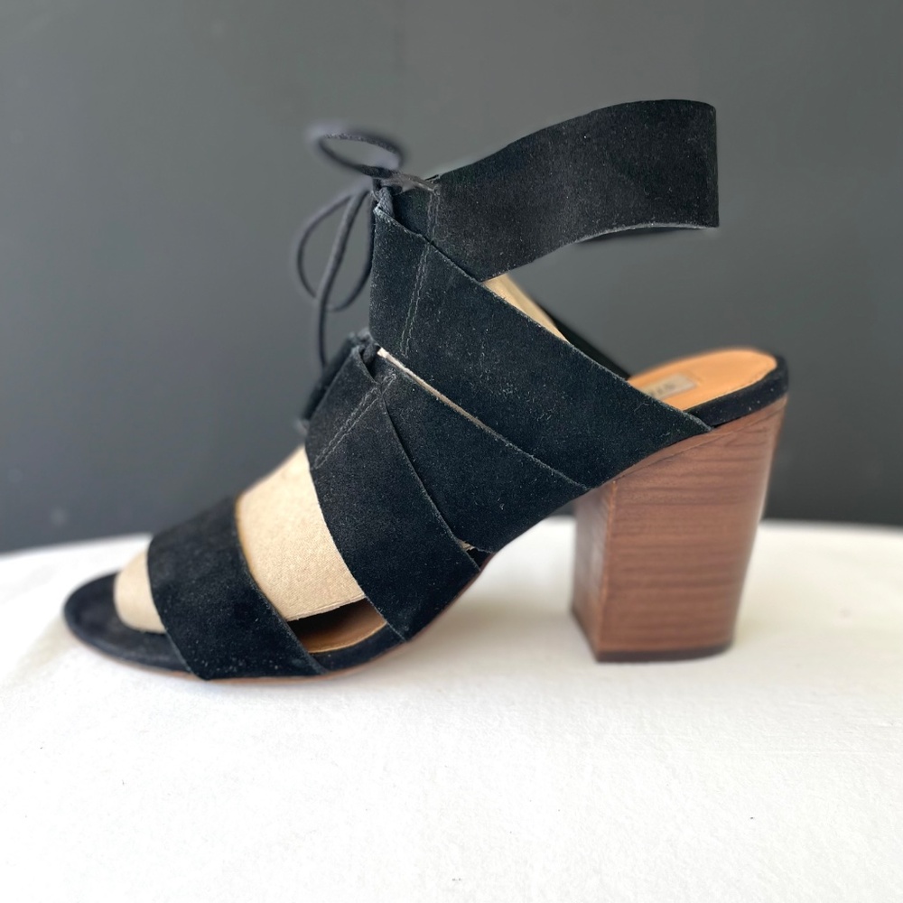 STEVE MADDEN Ziana Shoes Black Suede Block Heel Sandals EXC Sz 8M - Picture 7 of 13